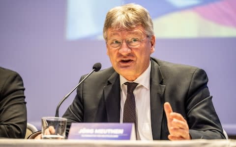 Jorg Muethen, co-leader of Alternative for Germany (AfD) at the launch in Milan - Credit: Bloomberg