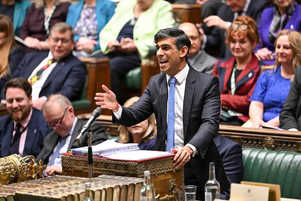 Prime Minister Rishi Sunak speaking during Prime Minister's Questions in the House of Commons on Wednesday (PA)