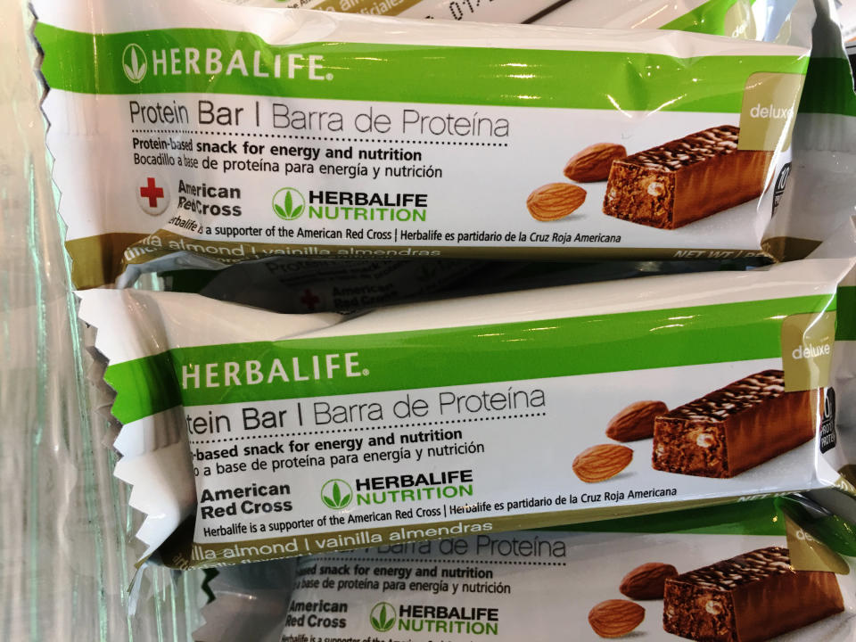 Herbalife protein bars at Herbalife's corporate office in Los Angeles. (Photo: Damian Dovarganes/AP)