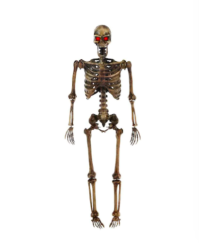 5 ft Hanging Plastic Decayed Posable Skeleton with LED Eyes