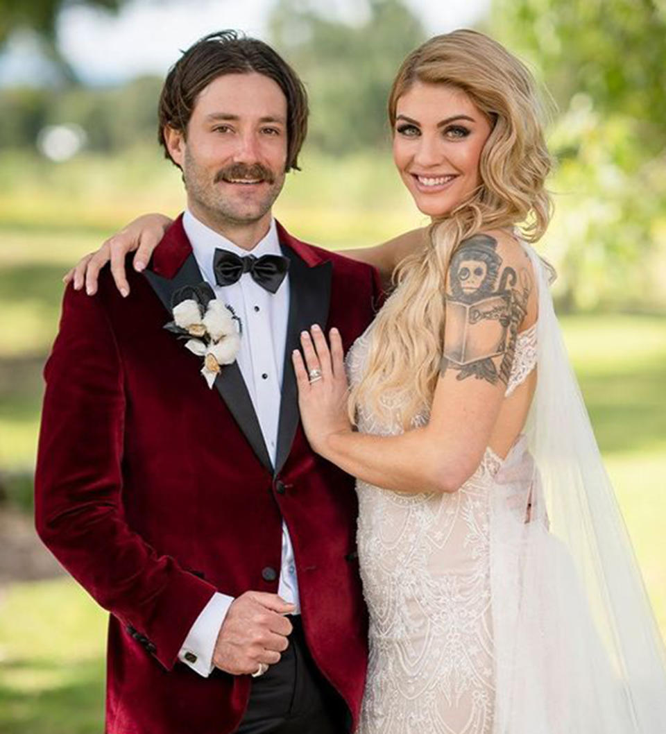 Married At First Sight Australia groom Brett Helling and bride Booka Nile on their wedding day