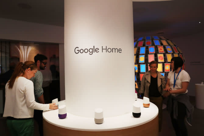 People visit the new Google pop-up shop in the SoHo neighborhood on October 20, 2016 in New York City