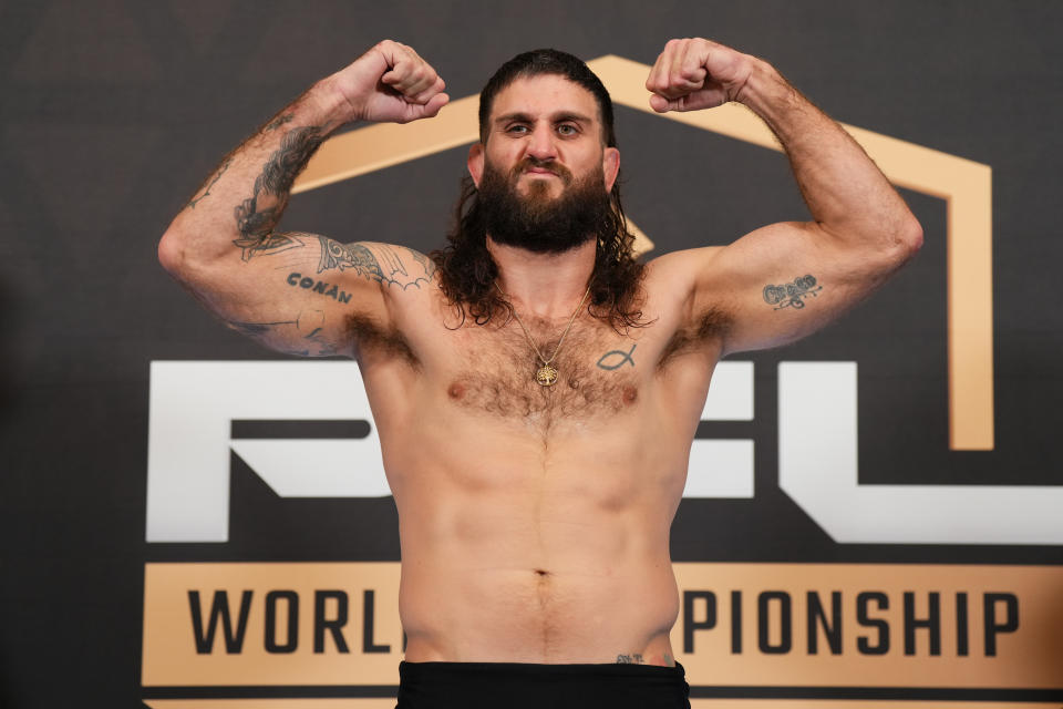 Josh Silveira, 2023 PFL Championships Official Weigh-Ins at the Grand Hyatt Washington in Washington D.C., Thursday, Nov. 23, 2023. (Cooper Neill / PFL)