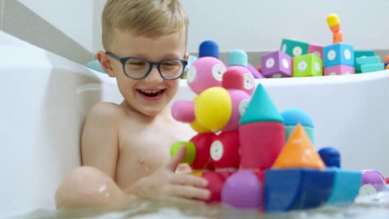 Credit:                      Blue Marble                                             These squishy, soft, and buoyant builders can go from the playroom to the bathtub.