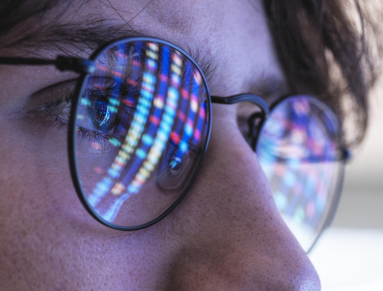 Man looking at computer screen