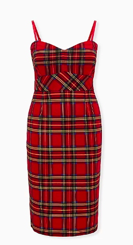 Red Tartan Ponte Strapless Bodycon Dress (Photo via Torrid)