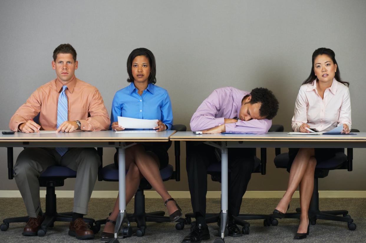 <span class="caption">Diversity and inclusion training is often ineffective and short-lived. </span> <span class="attribution"><a class="link " href="https://www.gettyimages.com/detail/photo/businessman-sleeping-during-a-meeting-royalty-free-image/57421502?adppopup=true" rel="nofollow noopener" target="_blank" data-ylk="slk:Image Source/GettyImages;elm:context_link;itc:0;sec:content-canvas">Image Source/GettyImages</a></span>