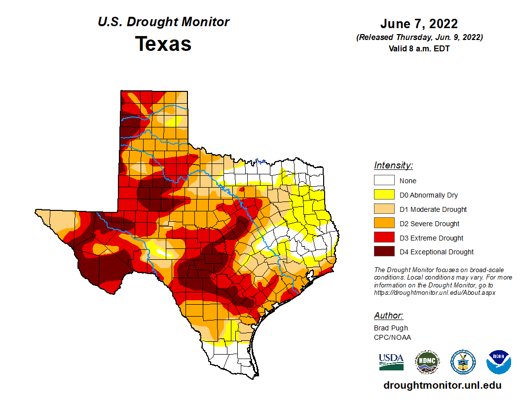 Area drought improved slightly due to recent rain.