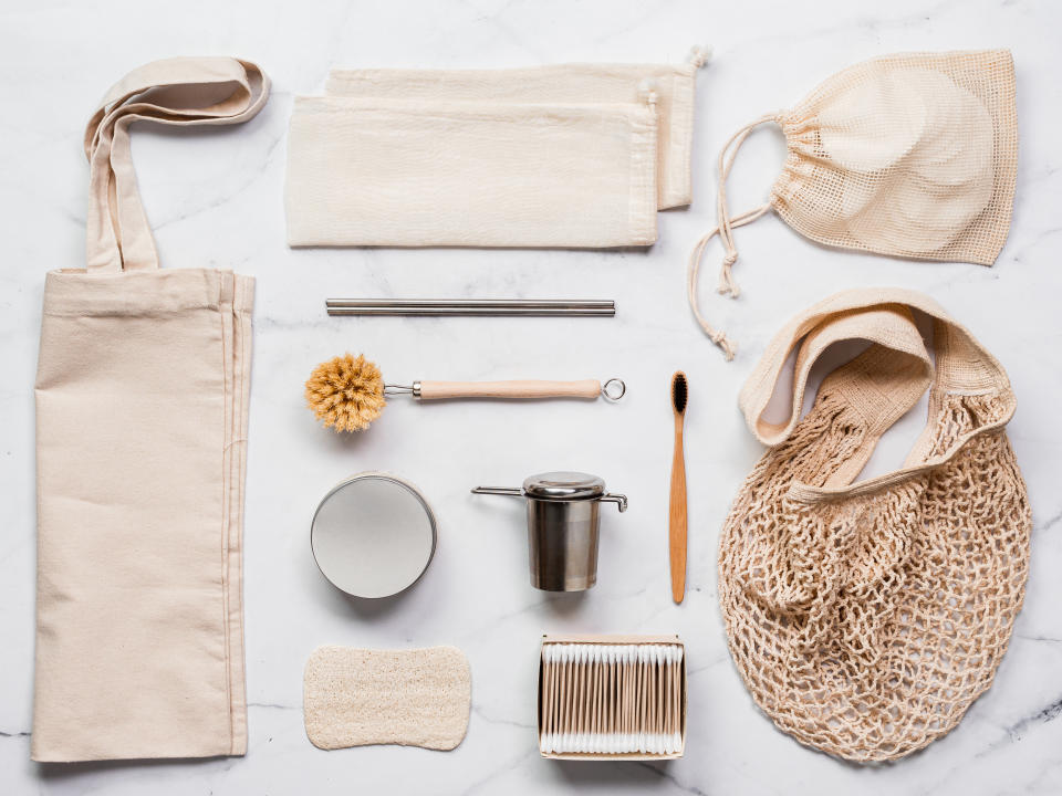 What you can use: Textile eco bags, metal straws and tea infuser, eco-friendly kitchen tools, bamboo toothbrush and cotton buds, reusable cotton pads. (PHOTO: Getty Images)