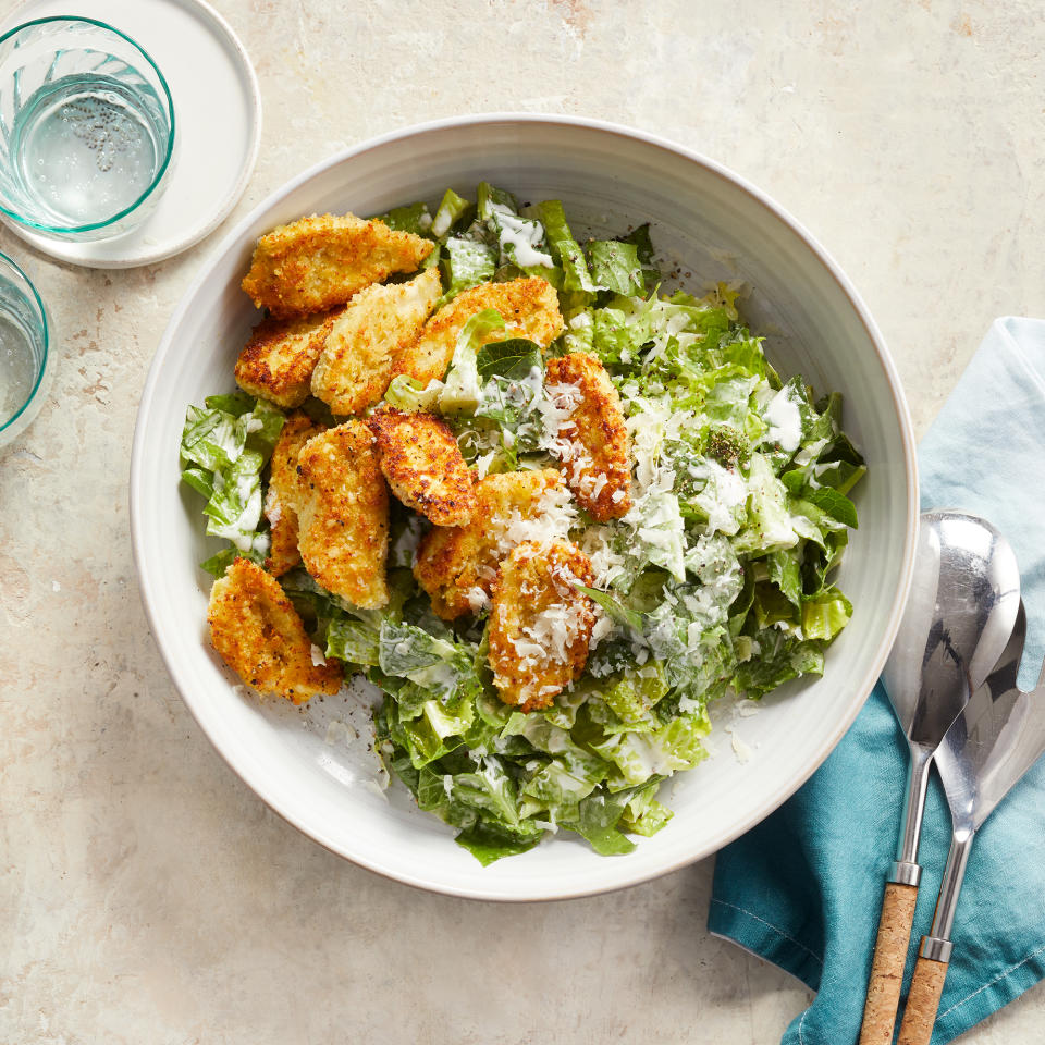 Caesar Salad with Crispy Artichokes