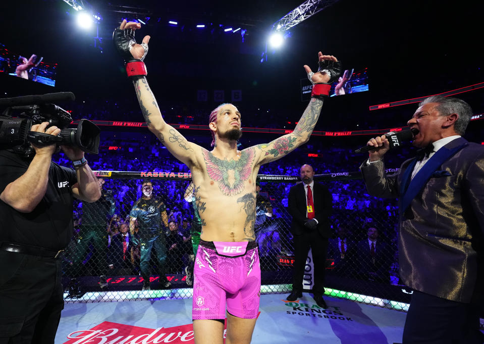 MIAMI, FLORIDA – MARCH 09: Sean O'Malley prepares for his fight against Marlon Vera of Ecuador in a UFC Bantamweight Championship fight during the UFC 299 event at Kaseya Center on March 9, 2024 in Miami, Florida. (Photo by Chris Unger/Zuffa LLC via Getty Images)