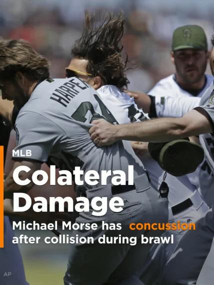 Michael Morse has a concussion after collision during Giants brawl