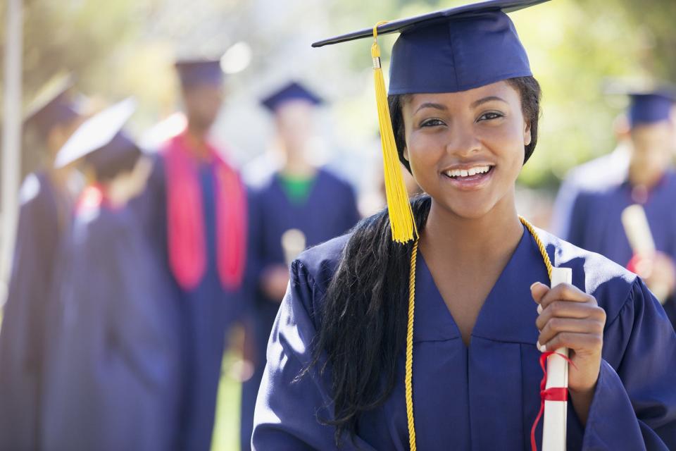 Woman graduating from college