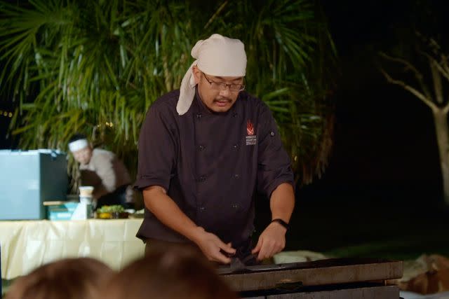 <p>TLC</p> Chef Yao prepares hibachi for the Busby family