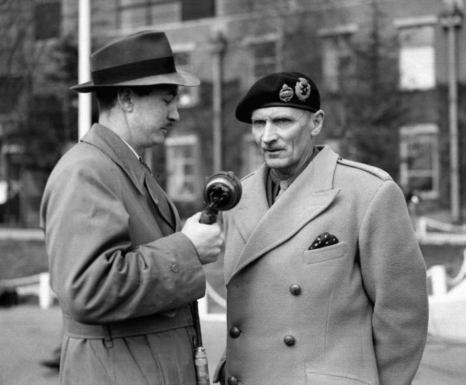 Field Marshall Viscount Montgomery, one of the main British Army commanders during WWII, has a word for the BBC after his arrival at RAF Northolt from Berlin. The Chief of the Imperial General Staff went from Brussels to the German capital for talks with the Soviet Military Governor Marshal Sokolovsky regarding tension between the allied forces there.