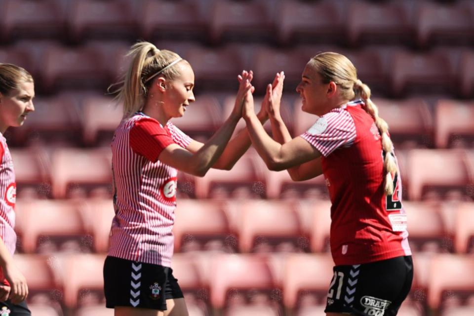 Molly Pike celebrates giving Saints the lead against London City Lionesses. <i>(Image: Southampton FC)</i>