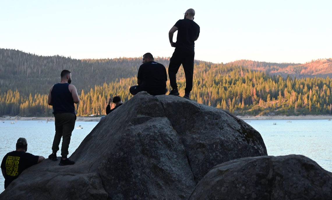 Families gather, some taking advantage of naturally higher vantage points for the 2022 Shaver Lake fireworks show Saturday, July 2, 2022 at Shaver Lake.