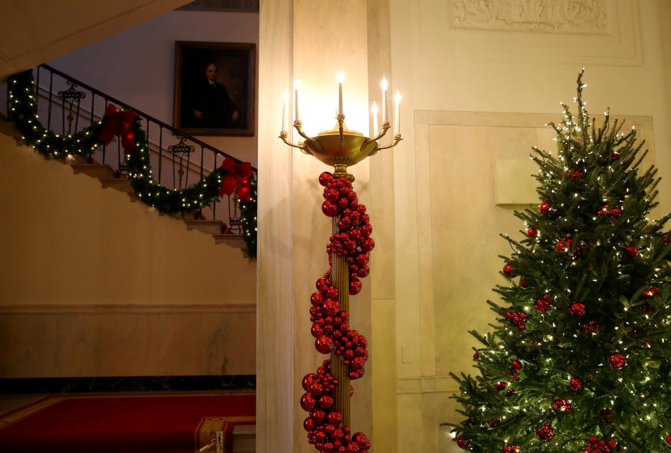 The Grand Foyer is filled with Christmas decorations during the 2018 Christmas Press Preview at the White House in Washington, D.C., Nov. 26, 2018. (Photo: Leah Millis/Reuters)