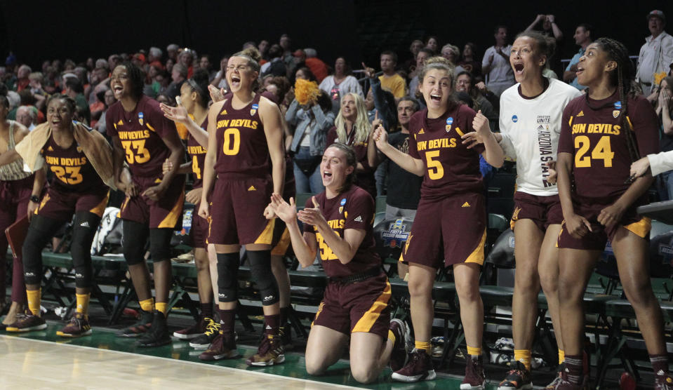 Best sport: women’s basketball. Trajectory: Up. Like Tennessee, the Sun Devils hit a low in 2017 and have rebounded appreciably since, jumping up 12 spots in each of the past two years. This past year they cracked the Top 20 for the first time since 2013. Eleven sports scored 50 or more points, and there was a first-ever contribution from the successful start-up men’s hockey program.