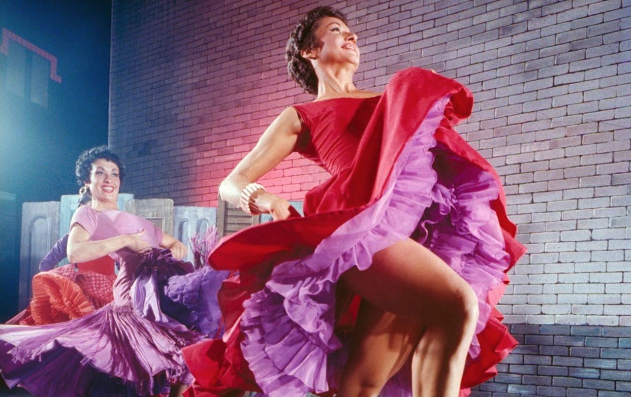 Chita Rivera, right, as Anita in the original 1957 Broadway production of West Side Story, with Liane Plane, left, as Marguerita (one of the Sharks' girls)