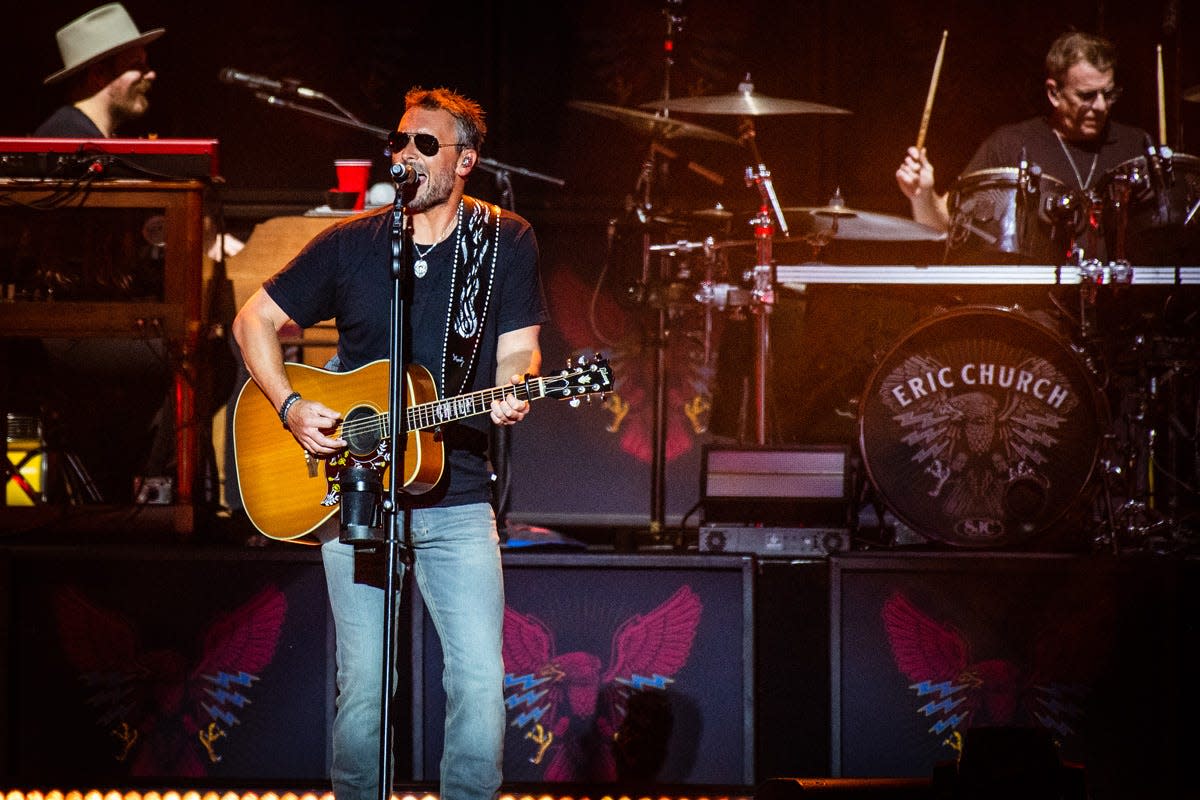 Eric Church performs Saturday, July 23, 2022, during the Faster Horses Festival at Michigan International Speedway in Cambridge Township.