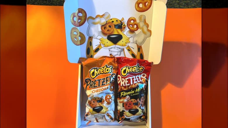 open box with Cheetos Pretzels