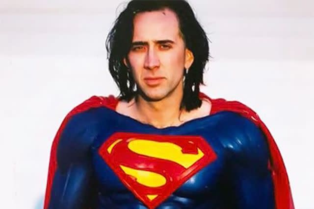 <p>TDOSLWH</p> Nicolas Cage as Superman in the unproduced 1998 <em>Superman Lives</em> film