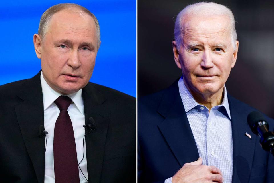 <p>Alexander Zemlianichenko / POOL / AFP via Getty; Michael Ciaglo/Getty</p> Vladimir Putin seemed to compliment Joe Biden