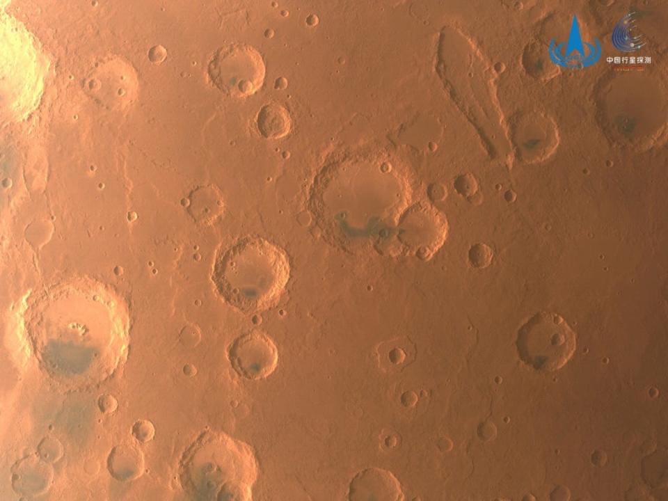 craters on mars top-down view from space