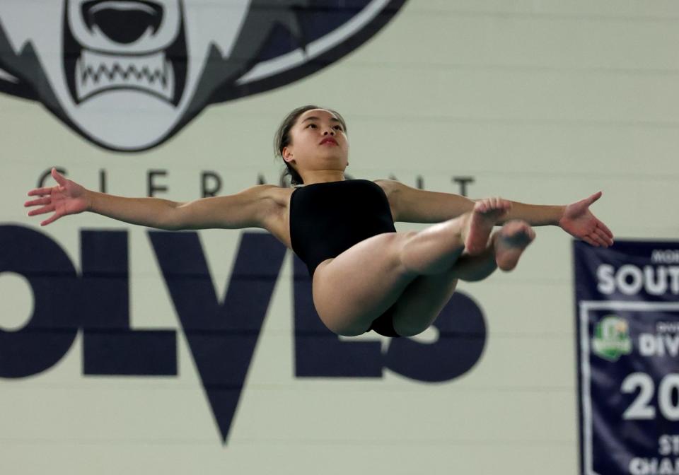 Wyoming's Grace Courtney won back-to-back Division II 1-meter state diving championships, setting a state record both times.