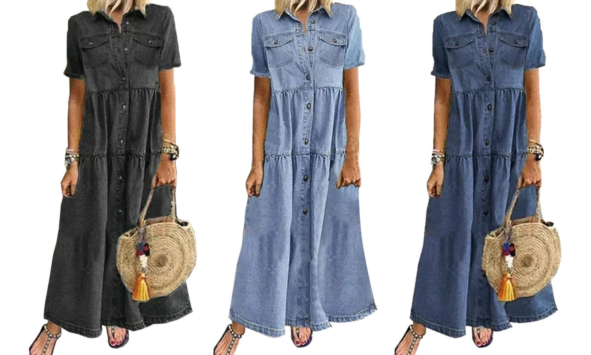 It's the season of the denim dress! I'm loving the $30 option from  @kmartaus which closely mirrors styles found at other retailers �