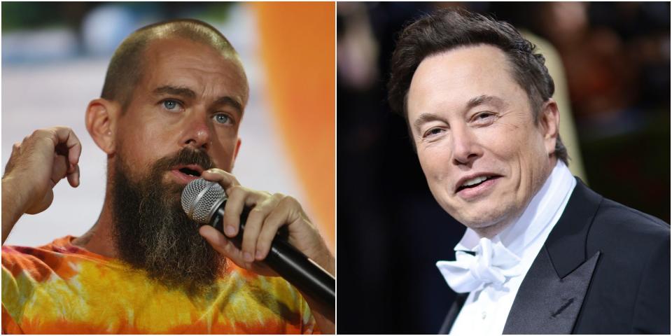 (left to right) Jack Dorsey and Elon Musk.