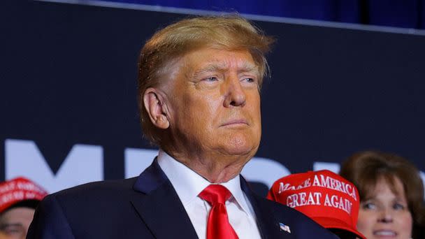 PHOTO: Former President and Republican presidential candidate Donald Trump attends a campaign event in Manchester, N.H., April 27, 2023. (Brian Snyder/Reuters, FILE)
