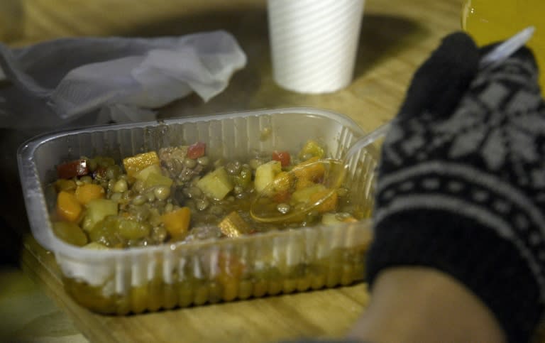 A humble lentil stew - here being served for the homeless in Buenos Aires, Argentina - is rich in iron and protein, and a nutritious alternative to meat