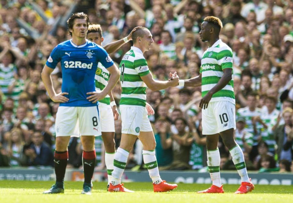 The Herald: Celtic celebrate Moussa Dembele's goal in a derby hammering of Rangers in 2016