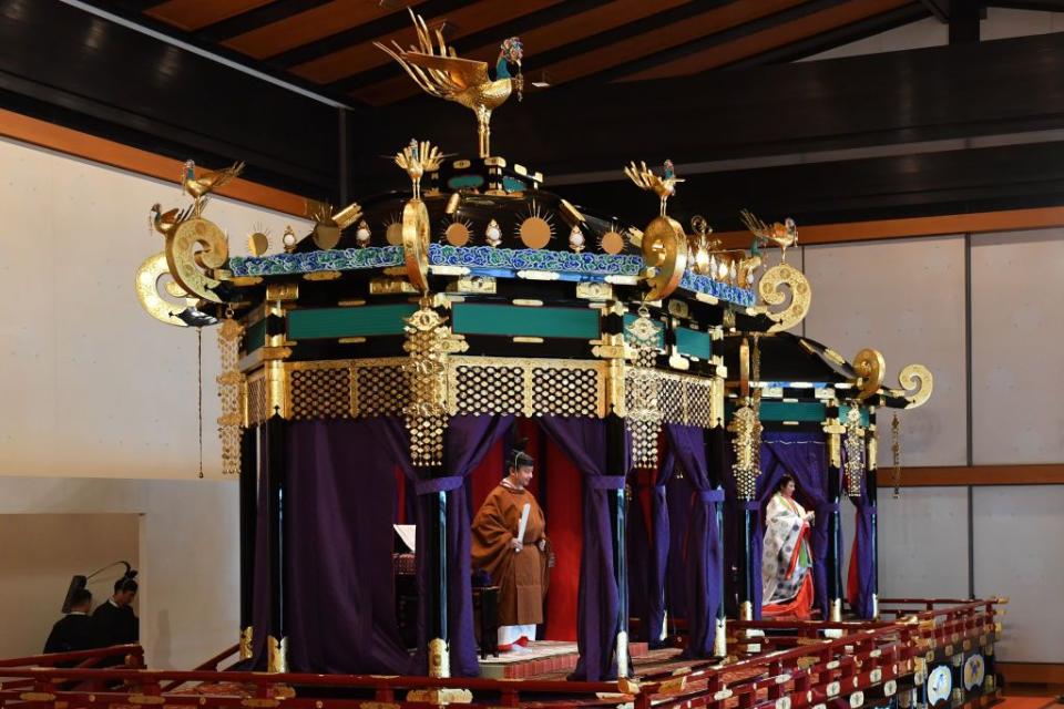 <p>In 2019, then-Emperor Akihito chose to abdicate, leaving his son Naruhito as the 126th emperor to ascend the Chrysanthemum Throne. He and Masako were <a href="https://www.townandcountrymag.com/society/tradition/g29516694/emperor-naruhito-enthronement-ceremony-japan-photos/" rel="nofollow noopener" target="_blank" data-ylk="slk:officially enthroned;elm:context_link;itc:0;sec:content-canvas" class="link ">officially enthroned</a> at a formal ceremony in Tokyo in October 2019. <br></p>