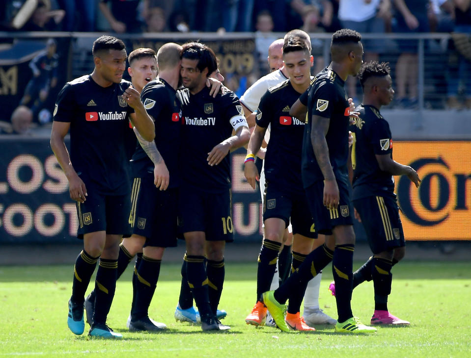 Led by Mexican striker Carlos Vela (10), the Los Angeles Football Club set a new MLS single-season points record in 2019. (Jayne Kamin-Oncea/USA Today)