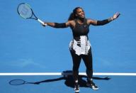 Tennis - Australian Open - Melbourne Park, Melbourne, Australia - 25/1/17 Serena Williams of the U.S. reacts during her Women's singles quarter-final match against Britain's Johanna Konta. REUTERS/Jason Reed