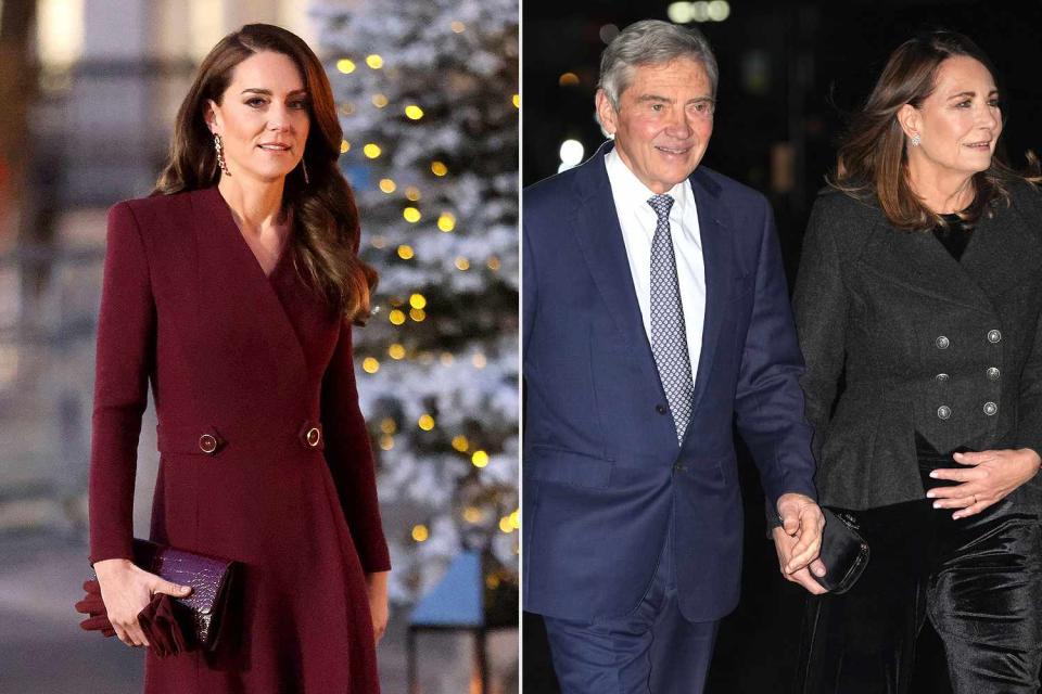 <p>Richard Pohle/WPA Pool/Shutterstock;  James Whatling/MEGA</p> Kate Middleton and her parents Mike and Carole Middleton