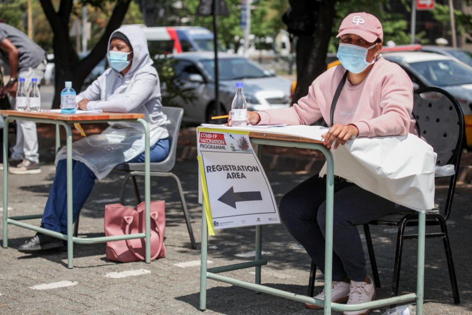 The launch of a mass vaccination rollout programme at Metro Centre in Johannesburg, South Africa. 