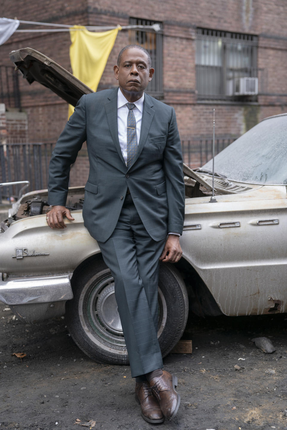 This image released by Epix shows Forest Whitaker as Bumpy Johnson in a scene from "Godfather of Harlem," premiering Sept. 29. (David Lee/Epix via AP)