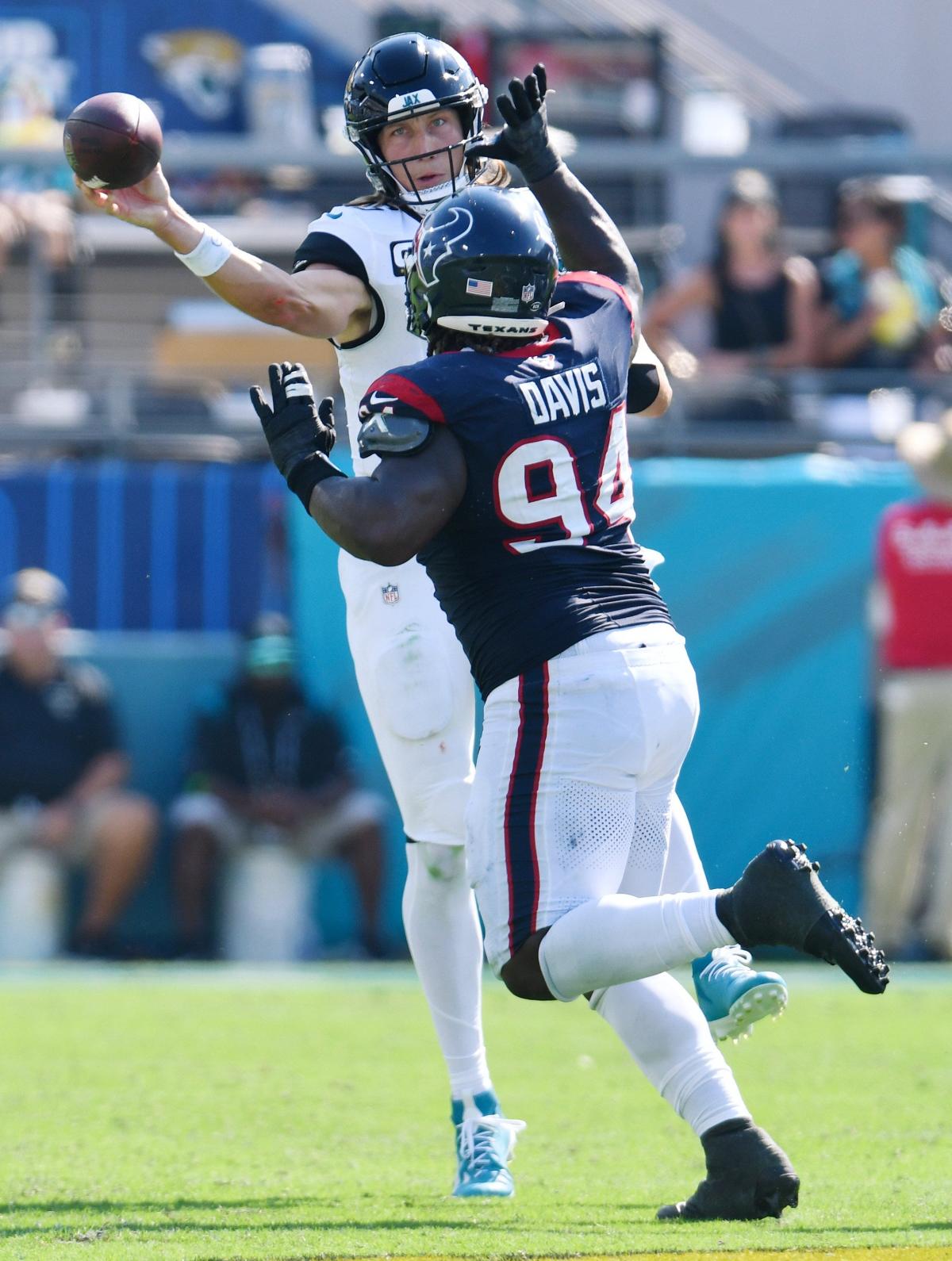 Jacksonville Jaguars tight end Evan Engram (17) runs after the