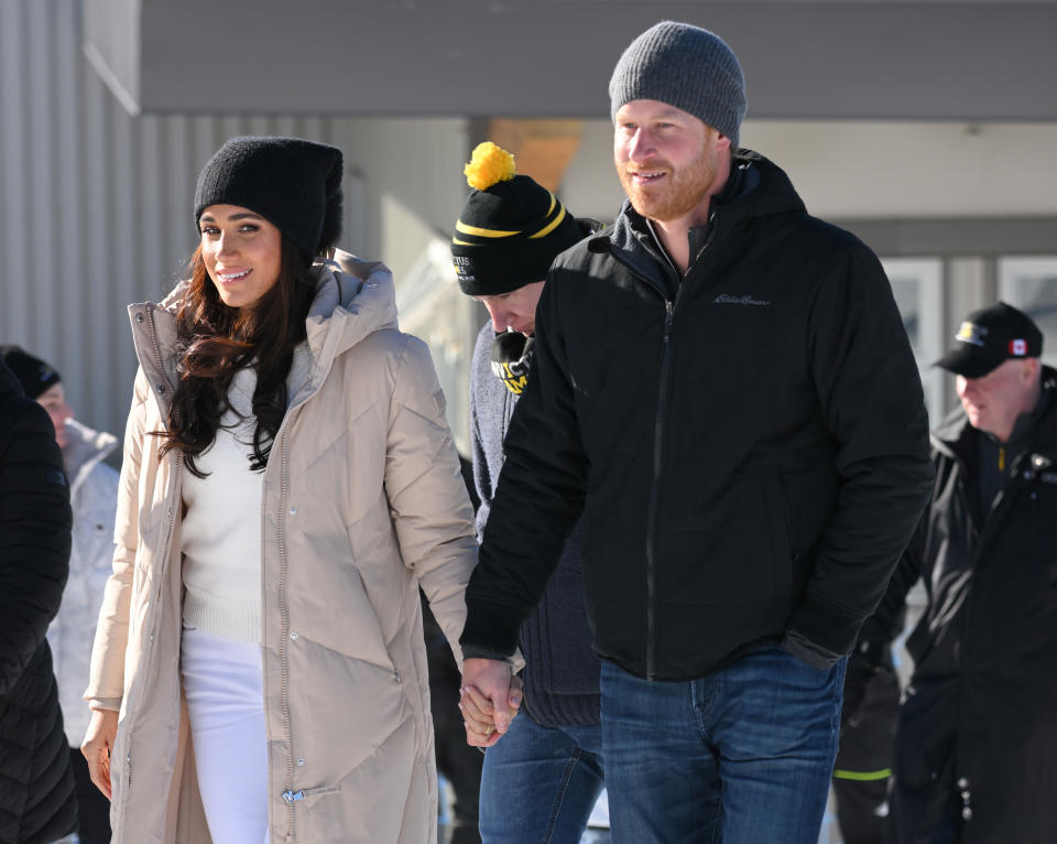 WHISTLER, BRITISH COLUMBIA - FEBRUARY 14: Prince Harry, Duke of Sussex and Meghan, Duchess of Sussex attend the Invictus Games One Year To Go Event on February 14, 2024 in Whistler, Canada. (Photo by Karwai Tang/WireImage)