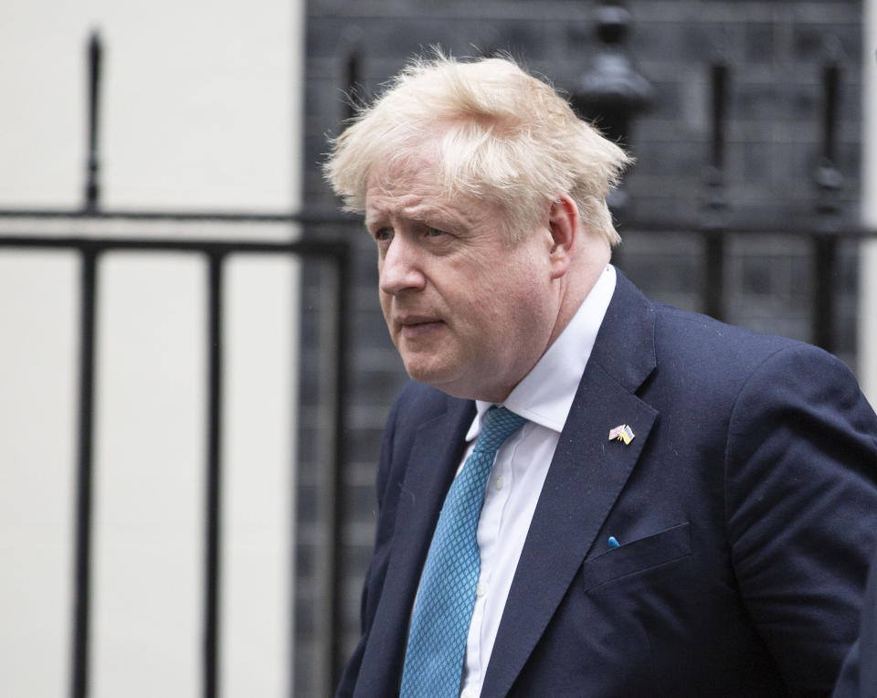 LONDON, UNITED KINGDOM - MARCH 02: British Prime Minister Boris Johnson leaves 10 Downing Street for his weekly Prime Minister's Questions (PMQs) appearance in the House of Commons in London, United Kingdom on March 2, 2022. (Photo by Rasid Necati Aslim/Anadolu Agency via Getty Images)