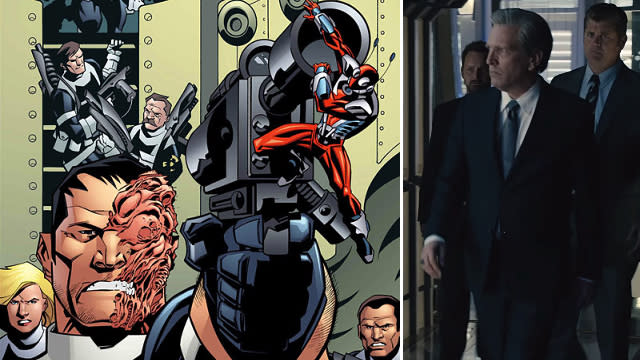 If we’re not mistaken, <em>Ant-Man</em> contains the first reference to Spider-Man in the Marvel Cinematic Universe. It’s basically common knowledge at this point that Spidey will make his first appearance in <em>Captain America: Civil War</em> next year -- the role has officially been cast, so he can! -- but he seems to get a little head nod here. Welcome home, Peter Parker! That and 12 more Easter eggs and tidbits you may not have caught, below. <strong> WATCH: Evangeline Lilly packs a punch in exclusive ‘Ant-Man’ featurette!</strong> <strong> (WARNING: We’re diving deep into SPOILER territory. If you have not seen <em>Ant-Man </em>yet, leave your computer, go to your local movie theater, watch the movie, and then come back and read this post.) </strong> Marvel <strong> 1. “Tales to Astonish”:</strong> While Darren Cross ( <strong>Corey Stoll</strong>) discusses rumors of an Ant-Man superhero going on missions during the Cold War, he has a passing line calling them “Soviet propaganda” and “tales to astonish.” Hank Pym -- the original Ant-Man -- debuted in 1962 in the comic <em>Tales to Astonish #27</em>, “The Man in the Ant Hill.” “That sold so well that I thought making him into a superhero might be fun,” <strong>Stan Lee</strong> later explained. Hence, Pym’s return in <em>Tales to Astonish #35</em>, “Return of Ant-Man.” Marvel Studios <strong> 2. San Quentin State Prison: </strong>Some guessed Scott Lang ( <strong>Paul Rudd</strong>) would serve his time at Seagate Prison -- the prison from Marvel's One-Shot <em>All Hail the King</em> -- and hoped another famous Seagate inmate, Luke Cage, would cameo, but <em>Ant-Man</em> uses the more geographically appropriate San Quentin. That said, there is a comic book antihero who has been locked up at San Quentin: Frank Castle a.k.a. The Punisher. Now that <strong>Jon Bernthal</strong> has been cast as The Punisher for Netflix’s <em>Daredevil</em>, maybe we’ll revisit San Quentin someday. Marvel Studios <strong> 3. The Milgrom Hotel:</strong> The complex that Scott crashes at after he's released from San Quentin is named after longtime Marvel writer, artist, and editor <strong>Al Milgrom</strong>. Fun fact: Milgrom was fired from Marvel after inking “Good riddance to bad rubbish, he was a nasty S.O.B.” in a “Universe X: Spidey” comic after former Editor-in-Chief Bob Harras left the company. Marvel <strong> 4. Agent Mitch Carson:</strong> <strong>Martin Donovan</strong>’s role was kept under wraps as long as humanly possible. Now we know he plays Mitchell Carson. In the movie, he’s an old adversary of Hank Pym’s ( <strong>Michael Douglas</strong>) from their days working at S.H.I.E.L.D. in the ‘80s. In the present, he’s a suit, interested in buying the Ant-Man tech. In light of the events of <em>Captain America: The Winter Soldier</em>, it’s no surprise that we later learn Carson is HYDRA. (Side note: When Cross reveals that Carson is HYDRA, he says, “The research they’re doing is very interesting.” Could more experimentations like the ones that lead to Quicksilver and Scarlet Witch still be taking place?) In the comics, the character is also a S.H.I.E.L.D. agent gone bad, but his story is completely different. Carson is set to inherit the Ant-Man suit, before it’s stolen by future Ant-Man, Chris McCarthy. (There are four different Ant-Men in the comics. Don’t stress over it.) Using his own, makeshift suit, Carson goes after the real tech and ends up severely burned after a fight. Ultimately, he’s thrown in jail by Iron man. <strong> NEWS: Marvel’s Head of TV Talks ‘Agent Carter," ‘Iron Fist' & More</strong> Marvel <strong> 5. The Ten Rings:</strong> This one’s a little complicated, especially because it doesn’t factor into <em>Ant-Man</em> too significantly. (Hey, it’s an Easter egg.) Remember the terrorist organization in <em>Iron Man</em> that kidnapped Tony Stark ( <strong>Robert Downey Jr.</strong>) and is the reason he ever creates an Iron Man suit in the first place? And then in <em>Iron Man 3</em>, we find out their leader, The Mandarin ( <strong>Ben Kingsley</strong>), is just an actor named Trevor Slattery? And then in the one-shot <em>All Hail the King</em> (see: no. 2), we find out there is a real Mandarin out there and the terrorist group is still active, albeit in secret? That’s The Ten Rings. One of the businessmen that visits Pym Tech to bid on the Ant-Man tech has a “Ten Rings of the Mandarin” tattoo on his neck. Which means they’re still out there, somewhere... Marvel <strong> 6. The Wasp:</strong> Fans were (understandably) upset when they learned Janet van Dyne, a.k.a. the Wasp, a.k.a. one of the comics' founding members of The Avengers, had apparently been killed off the Marvel Cinematic Universe before the events of <em>Ant-Man</em>. Alas! She’s alive! Probably! And we even got to see her in action in her Wasp costume! The movie reveals Janet actually worked with Hank when he was a S.H.I.E.L.D. agent and “died” while dismantling a nuke during the Cold War. Or, she’s trapped in the Quantum Realm -- where time doesn’t pass, so when she’s finally released, Marvel can cast whichever hot, young actress they want. We never saw her face, did we? Marvel <strong> 7. The Microverse:</strong> By the time <em>Ant-Man</em> gets around to introducing the Quantum Realm, it has sufficiently out-weirded even <em>Guardians of the Galaxy</em>. Lang goes “subatomic” in the last act, and we’re treated to an homage to the Disneyland attraction <em>Adventures Through Inner Space</em>. (For more Disney, see also: No.12.) The Quantum Realm exists in the comics too, but it’s called the Microverse and has its own group of superheroes called the Micronauts. Here’s an explanation of the Microverse from the Marvel Wiki: “A dimension that can be reached from the Earth dimension by compressing one's own mass to a certain point, thereby forcing it through an artificially created nexus into the other universe.” We told you it was weird. Marvel Studios <strong> 8. Hope van Dyne:</strong> Hope Van Dyne ( <strong>Evangeline Lilly</strong>) doesn’t actually exist in the comics. Hope Pym, on the other hand, does. In an alternate future, where she’s still the daughter of Hank and Janet, but has a twin brother, Henry Pym Jr. and becomes a super villain known as the Red Queen. Oh, and get this: She starts a super villain group known as the Revengers. Unless <em>Ant-Man 2</em> goes completely sideways, we won’t be seeing Red Queen anytime soon. Instead, the mid-credits scene finds Hank Pym revealing a secret workroom to Hope, with an “early prototype” for the Wasp suit. “We were building it for you,” he says. “About damn time,” Hope responds. And thus, we demand the sequel be titled <em>Ant-Man & The Wasp</em>. Marvel Studios <strong> 9. Yellowjacket:</strong> Darren Cross uses rudimental Pym research to develop his own Ant-Man suit and become the villainous Yellowjacket. In the comics, the Yellowjacket suit is actually one of Hank Pym alternate outfits and codenames. A comic villain named Rita DeMara <em>does</em> steal the suit from Pym to join the Masters of Evil, but ultimately she turns good too and joins the Guardians of the Galaxy. As for Cross, in the comics he’s a self-made millionaire with a heart condition -- he invents a pacemaker that gives him superhuman abilities -- who runs his own company, Cross Technological Enterprises. We get a nod to the latter, when we see a model for a revamped Pym Tech called Cross Industries. (Unfortunately for him, both the model and the actual Pym Tech building are destroyed before he can get his name on the sign.) <strong> NEWS: How Charlie Cox Became Marvel's Most Unconventional Hero</strong> Marvel Studios <strong> 10. Cassie Lange:</strong> Scott’s daughter, Cassie ( <strong>Abby Ryder Fortson</strong>), is a child here, but in the comics, teenage Cassandra starts stealing Pym particles and eventually develops the same shrinking and growing powers her superhero dad has. As the superhero Stature, she joins a group called the Young Avengers. Keep an eye out for that in Phase 6. Marvel Studios <strong> 11. <em>The Avengers: Age of Ultron</em>:</strong> When Scott asks Hank Pym why they can’t call The Avengers to stop Cross, Pym responds that The Avengers are busy “dropping cities out of the sky,” an obvious callback to the events of <em>Ultron</em>. R.I.P. Sokovia! Pym has a hatred for Tony Stark in particular, stemming from a dispute with Tony’s father, Howard ( <strong>John Slattery</strong>) that occurred in 1989. “I’ve kept it away from one Stark, I'm not giving it to another,” Hank barks about the Pym particle at one point. We have a feeling this, along with that final end credits scene, firmly cements Ant-Man on #TeamCaptainAmerica for <em>Civil War</em>. There’s also the entire sequence set at Stark’s new Avengers Compound -- where Lang and Sam Wilson a.k.a. Falcon ( <strong>Anthony Mackie</strong>) duke it out -- which was introduced at the end of <em>Ultron</em>. Marvel Studios <strong> 12. Disney:</strong> From the studio that brought your Ultron the killer robot singing “I’ve Got No Strings,” comes Luis ( <strong>Michael Peña</strong>), the comedic relief in <em>Ant-Man</em>, whistling “It’s a Small World,” the maddeningly catchy theme song for the Disneyland ride of the same name. FYI, Disney owns Marvel Studios. Synergy! Marvel <strong> 13. Spider-Man:</strong> In the very last scene of the movie, Luis recounts to Scott that Sam Wilson is looking for him. During one inquiry, Falcon asks about a “guy who gets small” and is told, “We got guys who jump. We got guys who swing. We got guys who climb up walls.” That has to be a reference to our friendly neighborhood Spider-Man (to be played in the MCU by <strong>Tom Holland</strong>), right? And none for Oscorp, goodbye! Now, find out how funnyman Paul Rudd got buff to play Ant-Man: