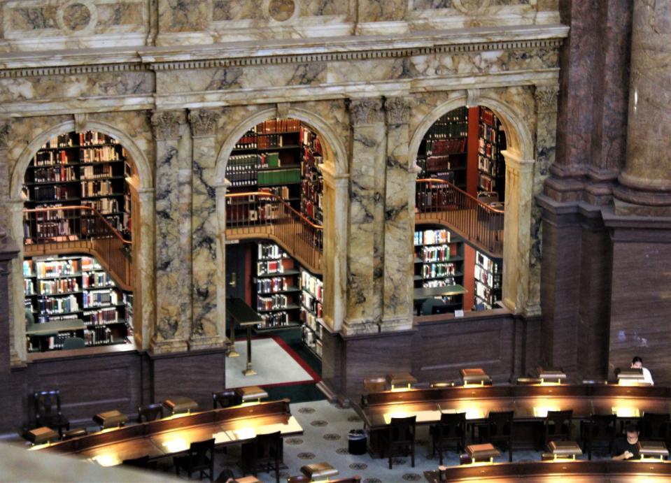 Study spaces in the halls of the Library of Congress as seen during our trip this summer.