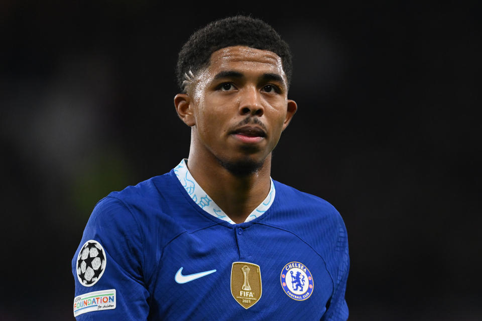 LONDON, ENGLAND - OCTOBER 05: Wesley Fofana of Chelsea looks on during the UEFA Champions League group E match between Chelsea FC and AC Milan at Stamford Bridge on October 05, 2022 in London, England. (Photo by Mike Hewitt/Getty Images)