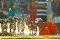 PALM BEACH GARDENS, FL - MARCH 02: Lee Westwood of England hits out of the bunker on the tenth hole during the second round of the Honda Classic at PGA National on March 2, 2012 in Palm Beach Gardens, Florida. (Photo by Mike Ehrmann/Getty Images)