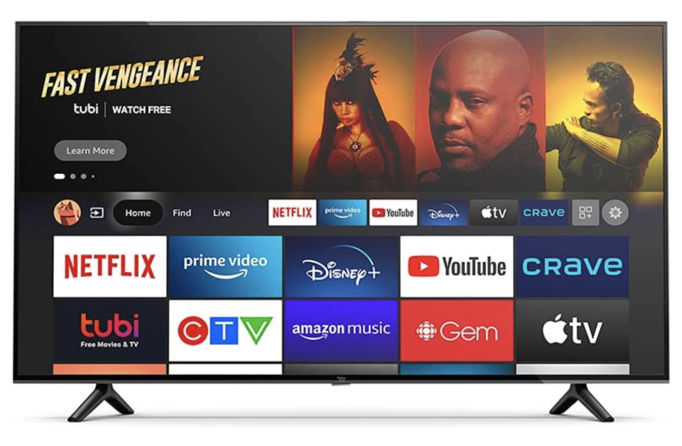 Amazon Fire TV 43 inch with apps on screen