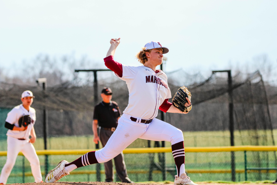 Belleville West hurler JD Kramer delivers a pitch during a game this season. Kramer is the winner of this week’s Belleville News-Democrat Baseball Player of the Week high school poll, as selected by readers of bnd.com.